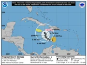 Опасность медленного продвижения тропического шторма Мелисса по Карибскому морю